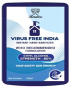 Radico Virus Free India Instant Hand Sanitizer Device mark 4534123 Trademark