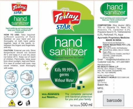 Today Star Hand Sanitizer Device mark 4557020 Trademark