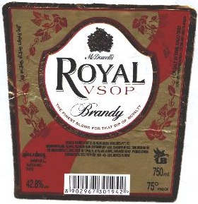 Mcdowell's Royal Vsop Brandy Device mark 2058661 Trademark