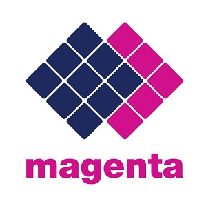 Two Blocks Interconnected With Magenta (label) Device mark 4768508 Trademark