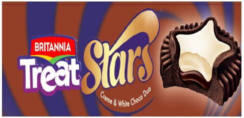 Britannia Treat Stars Crème & White Choco Duo Device mark 4809647 Trademark