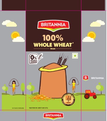 Britannia 100% Whole Wheat Bread Device mark 4906792 Trademark