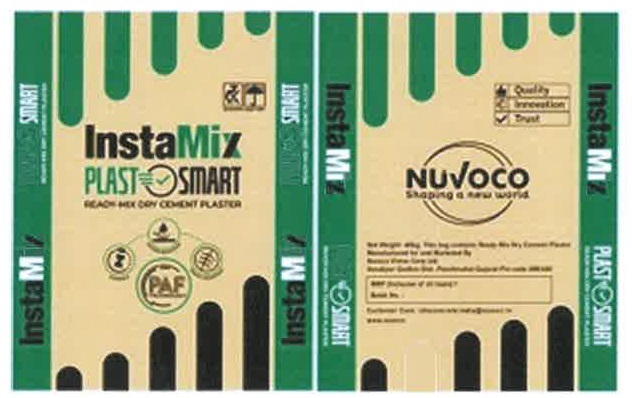 Instamix Plastosmart Ready Mix Dry Cement Plaster Bag Layout (front And Back Side) Packaging Device mark 4945069 Trademark