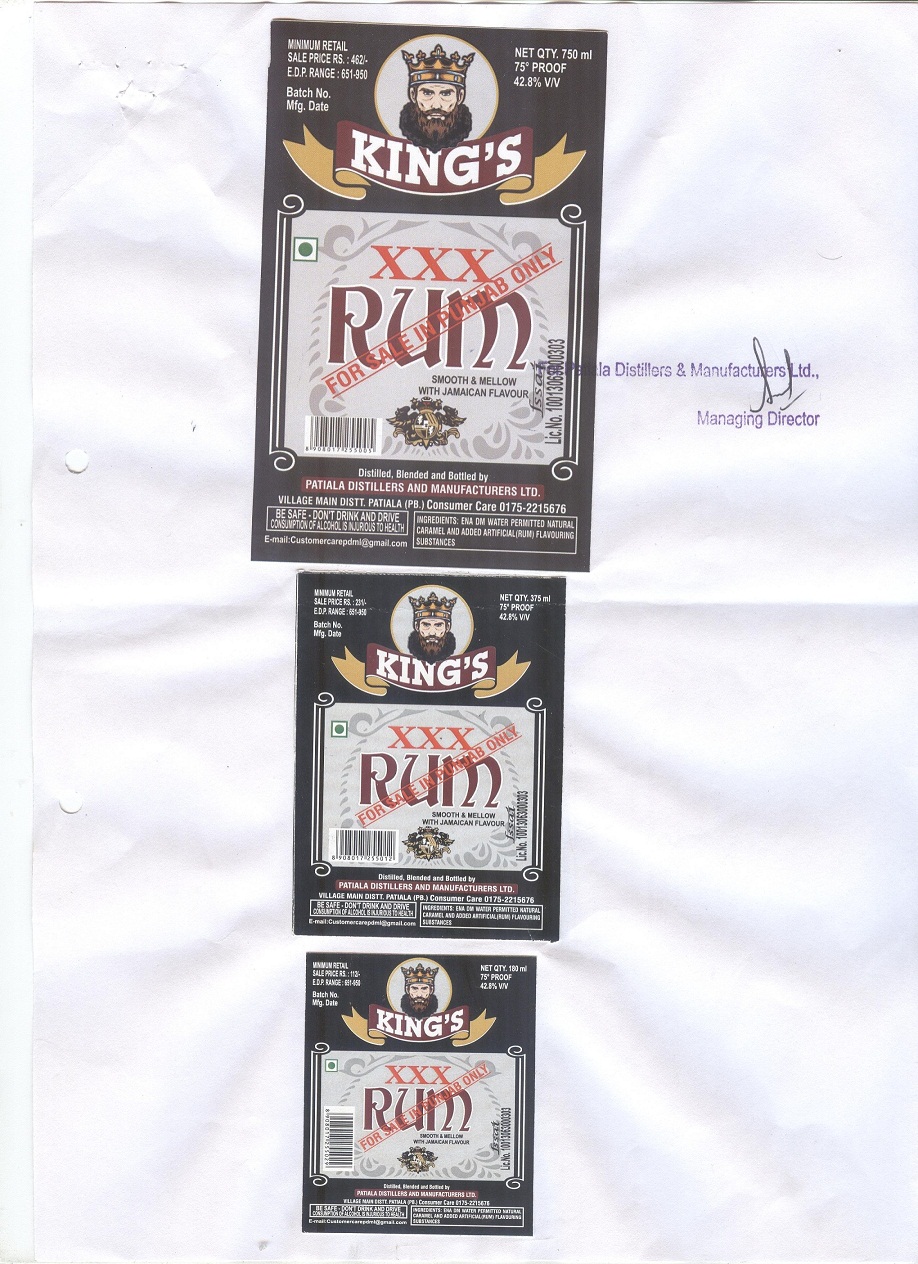 King's Xxx Rum Device mark 5088529 Trademark