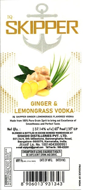 Iq Skipper Ginger & Lemongrass Vodka (label) Device mark 5129442 Trademark