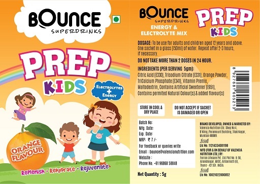 Bounce Superdrinks Prep Kids (label) Device mark 5140033 Trademark