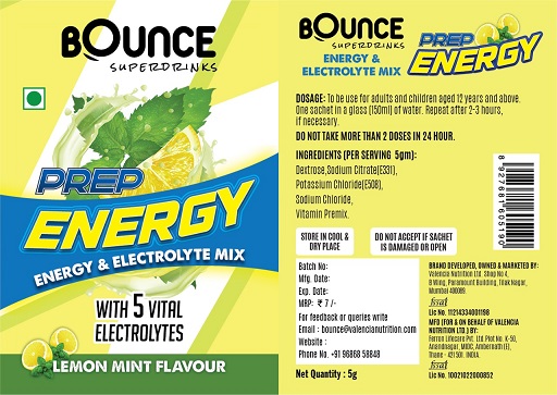 Bounce Superdrinks Prep Energy (label) Device mark 5140031 Trademark