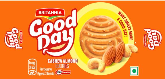 Britannia Good Day Cashew Almond Cookies Device mark 5186947 Trademark