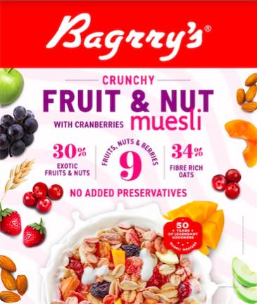 Bagrry's Crunchy Fruit & Nut With Cranberries Muesli Device mark 5247098 Trademark