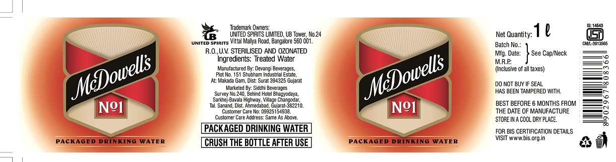 Mcdowell’s No.1 Packaged Drinking Water Device mark 3014065 Trademark