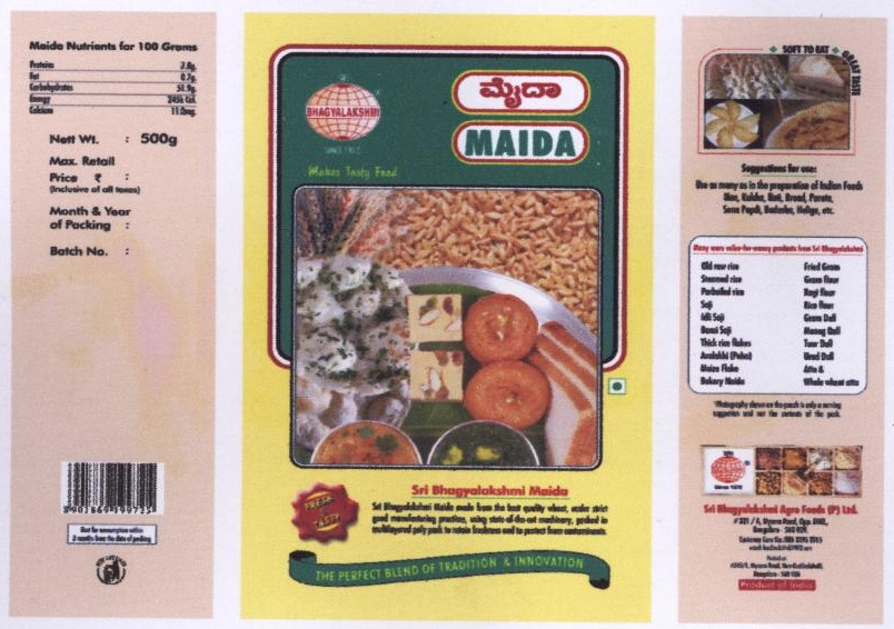 Sri Bhagyalakshmi Group Maida (label) Device mark 2257427 Trademark
