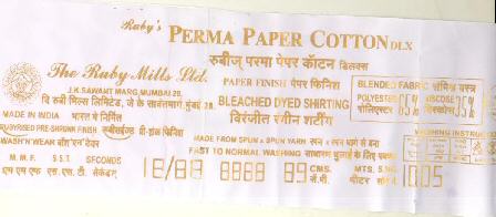 Ruby's Perma Paper Cotton Dlx Device mark 3285805 Trademark