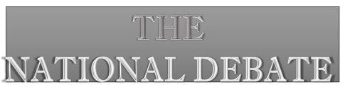 The National Debate (logo) Device mark 3434198 Trademark