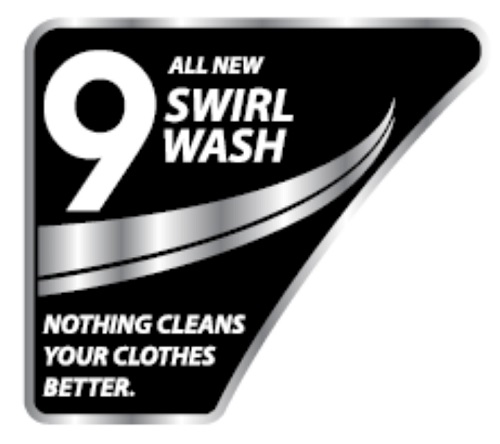 9: All New; Swirl Wash; Nothing Cleans Your Clothes Better. Device mark 3690409 Trademark