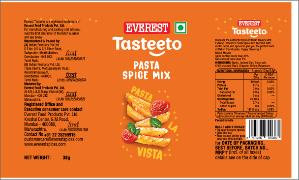 Everest Tasteeto Pasta Spice Mix Device mark 5298741 Trademark