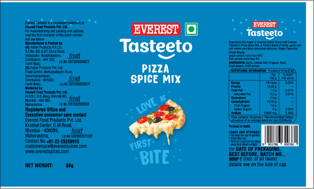 Everest Tasteeto Pizza Spice Mix Device mark 5298743 Trademark