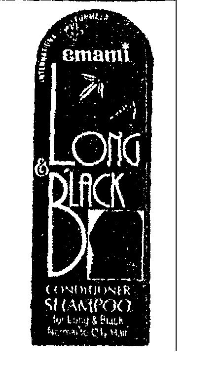 Emami Long Black,women,leaves(device). Device mark 618073 Trademark