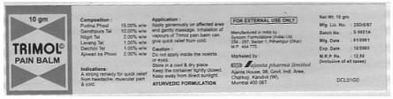 Trimol Pain Balm (label) Device mark 988267 Trademark