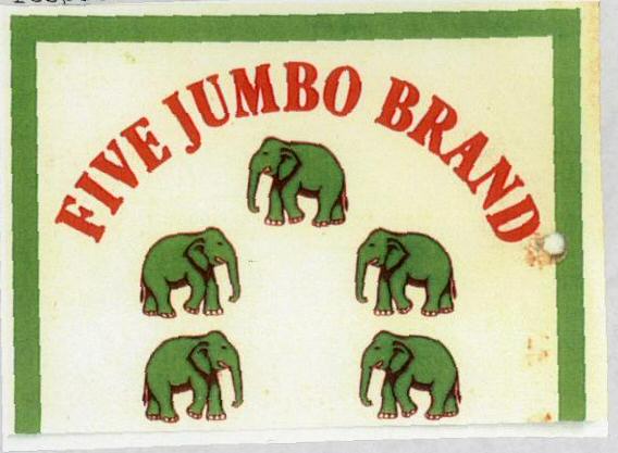 Five Jumbo Brand (device Of Elephants) Device mark 1485728 Trademark