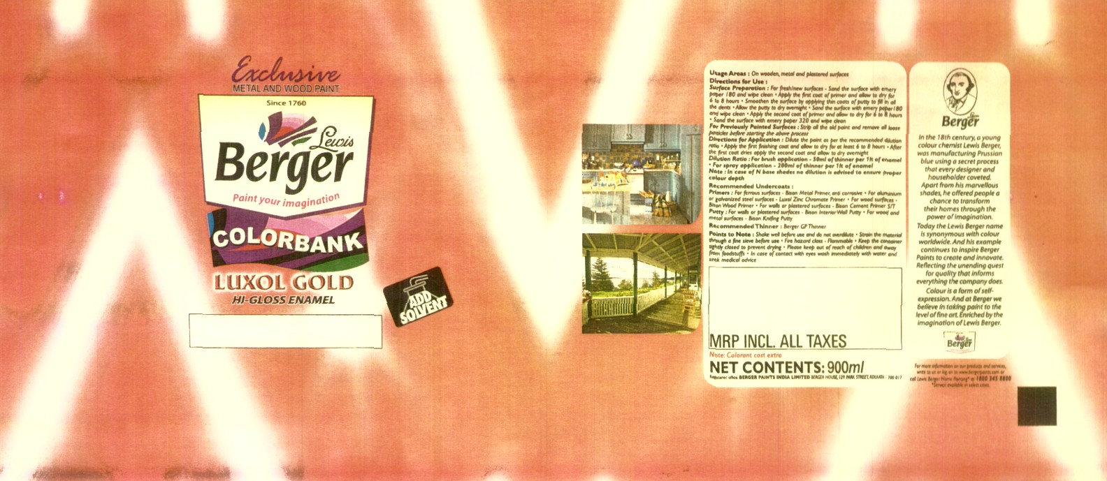 Exclusive, Berger, Colorbank, Luxol Gold (label) Device mark 1498699 Trademark