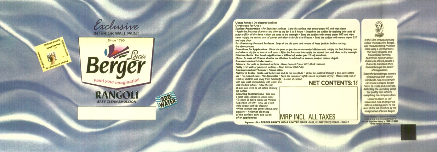 Exclusive, Berger, Rangoli (label) Device mark 1498703 Trademark