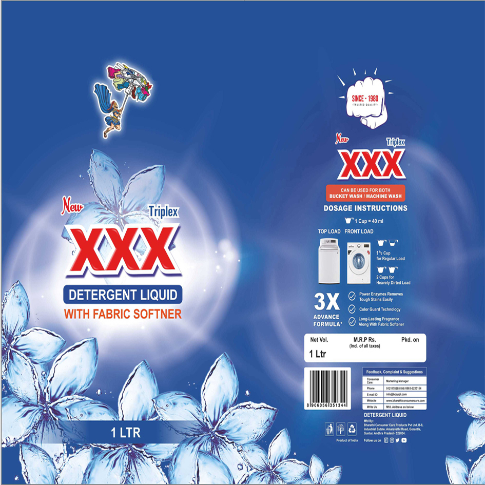 New Triplex Xxx Detergent Liquid With Fabric Softner Device mark 5389531 Trademark