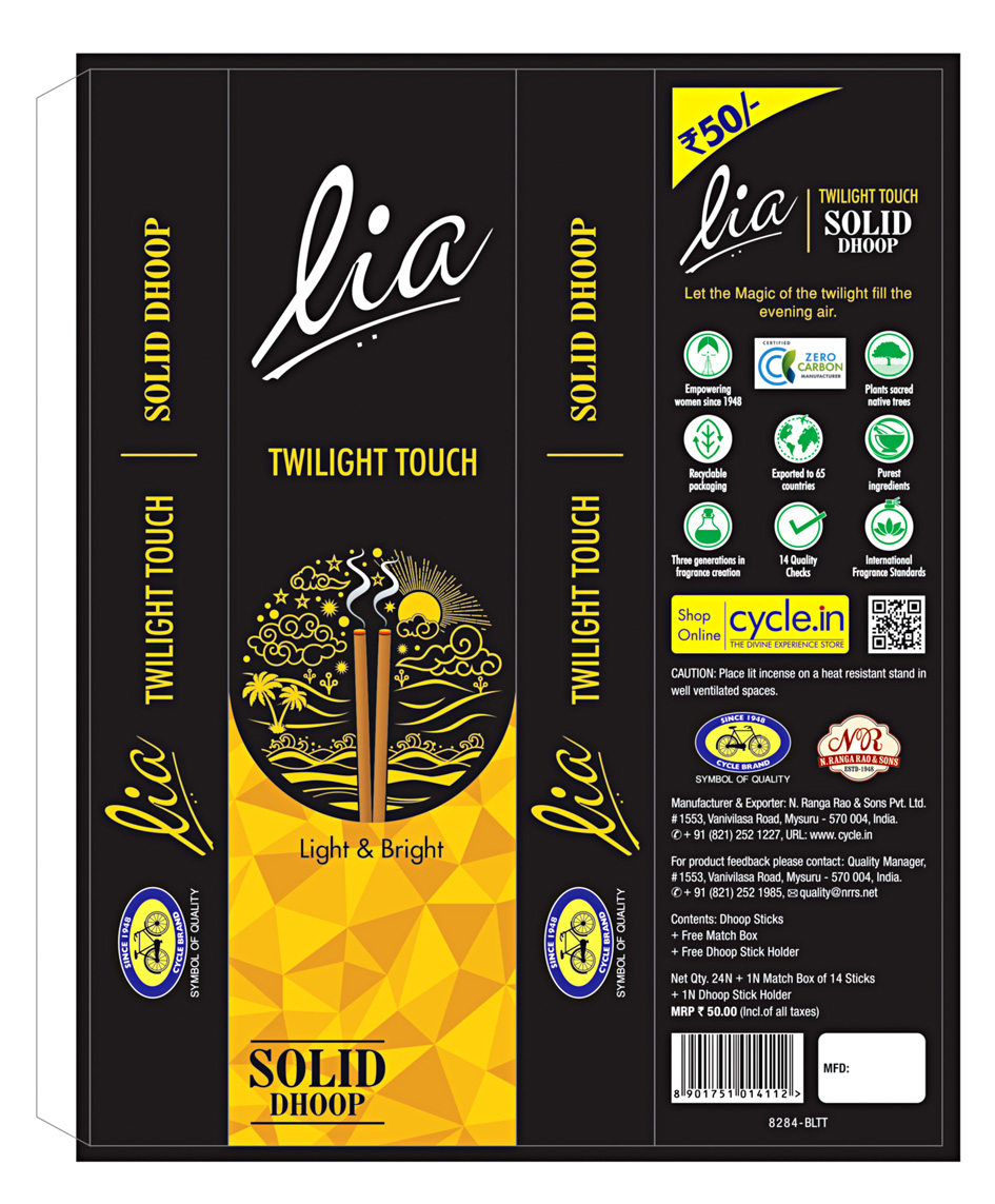 Lia Twilight Touch Solid Dhoop Device mark 5417354 Trademark