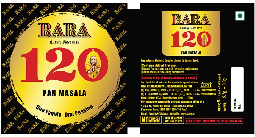 Baba 120 Pan Masala Device mark 5420097 Trademark