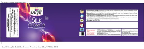 Berger Silk Glamor (10 Ltr. Can Label) Device mark 5422618 Trademark