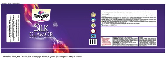 Berger Silk Glamor (4 Ltr. Can Label) Device mark 5422617 Trademark