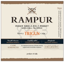 Rampur Indian Single Malt Whisky Non-chill Filtered Triple Trigun Cask (label) Device mark 5499575 Trademark