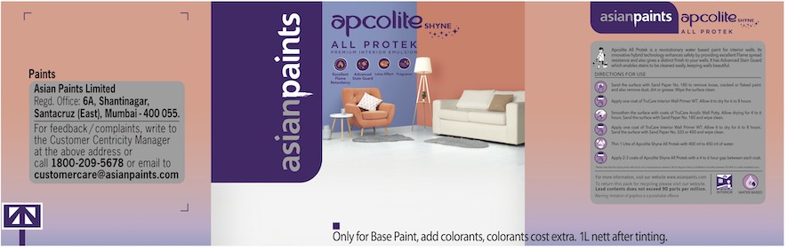 Asian Paints Apcolite All Protek Shyne Device mark 5498865 Trademark