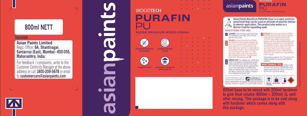 Asian Paints Woodtech Purafin Device mark 5790413 Trademark