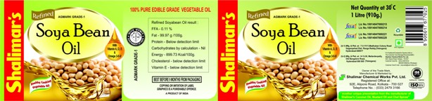 Shalimar's Soya Bean Oil 1ltr. Hdpe Device mark 5815398 Trademark