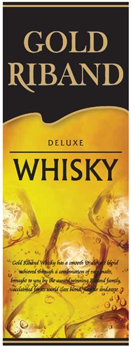 Gold Riband Deluxe Whisky Label Device mark 5830246 Trademark