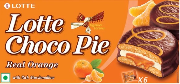 Lotte Choco Pie Real Orange Label/ Packaging Device mark 5892000 Trademark