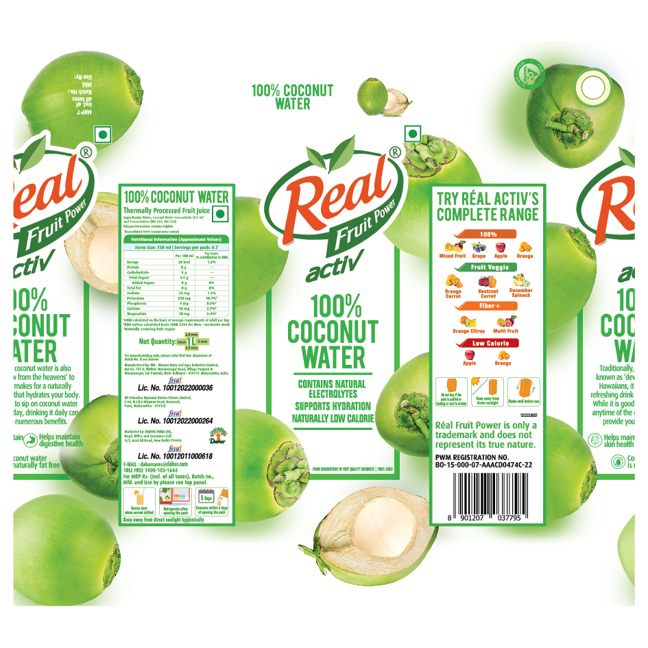 Real Fruit Power Activ 100% Coconut Water Device mark 5988983 Trademark