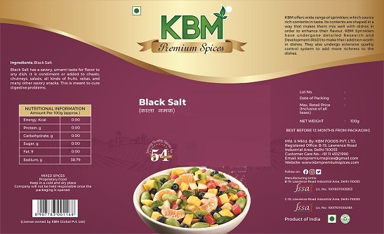 Kbm Premium Spices Black Salt Device mark 6021992 Trademark