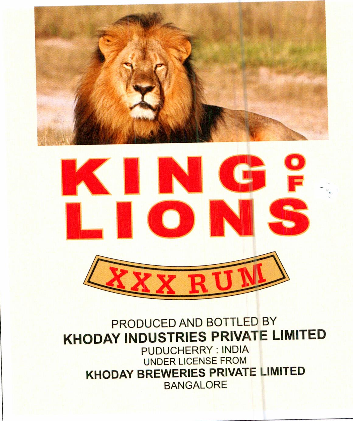 Khodays King Of Lions Device mark 6042333 Trademark