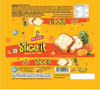 Trdp Mario Slice It Mixed Fruit Cake (label) Device mark 6053091 Trademark
