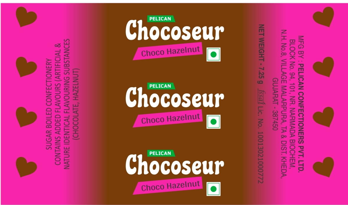 Pelican Chocoseur Choco Hazelnut With Devices And Other Matters-wrapper-label Device mark 6053381 Trademark