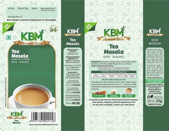 Kbm Premium Spices Tea Masala Device mark 6334564 Trademark