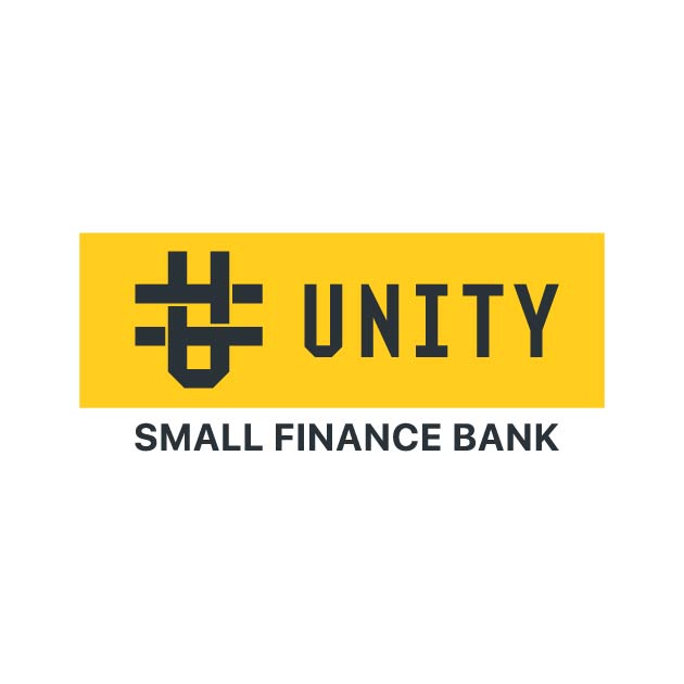 Letter U With Horizontal Lines Alongwith Unity Small Finance Bank On A Yellow And White Background Device mark 6394893 Trademark