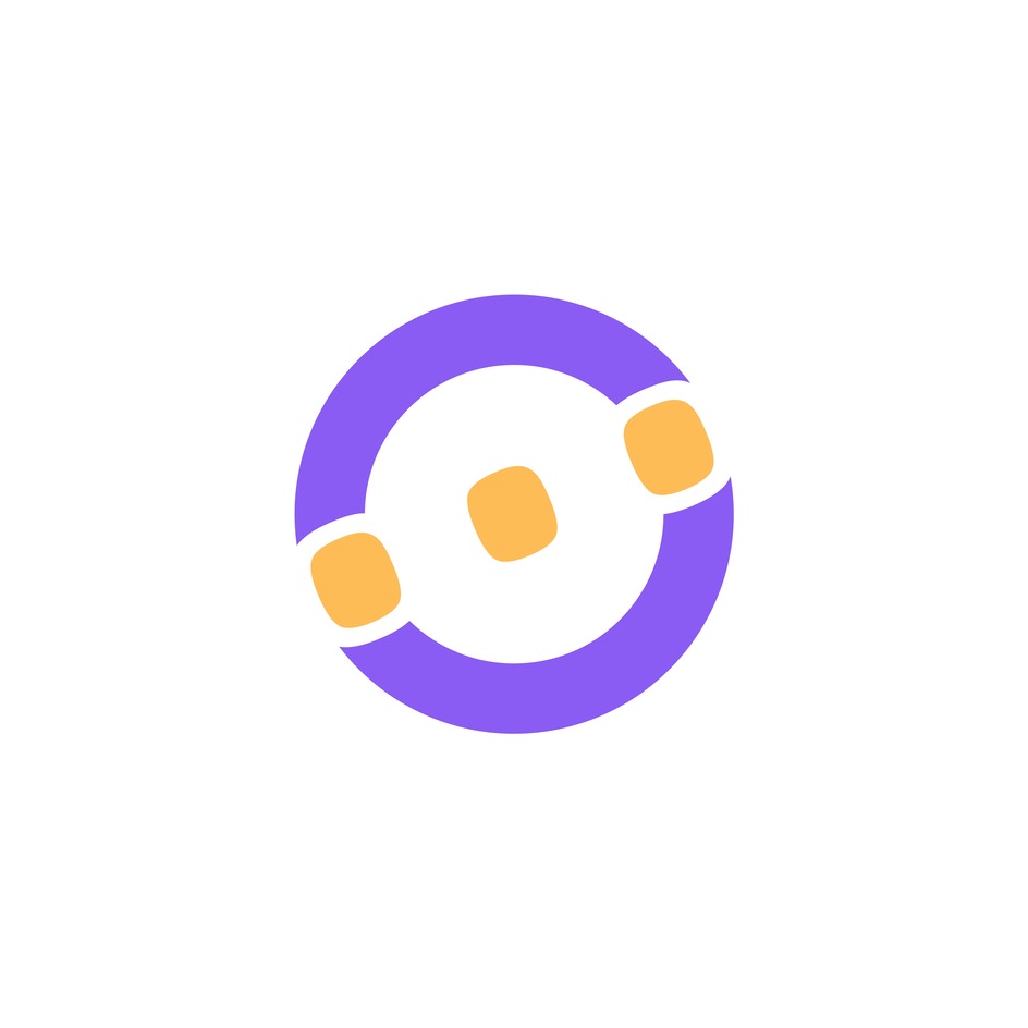 Circular Device Consisting Of Two Semi-circles In Purple Color, With Three Dots Of Yellow Color Positioned Between Them Device mark 6394497 Trademark