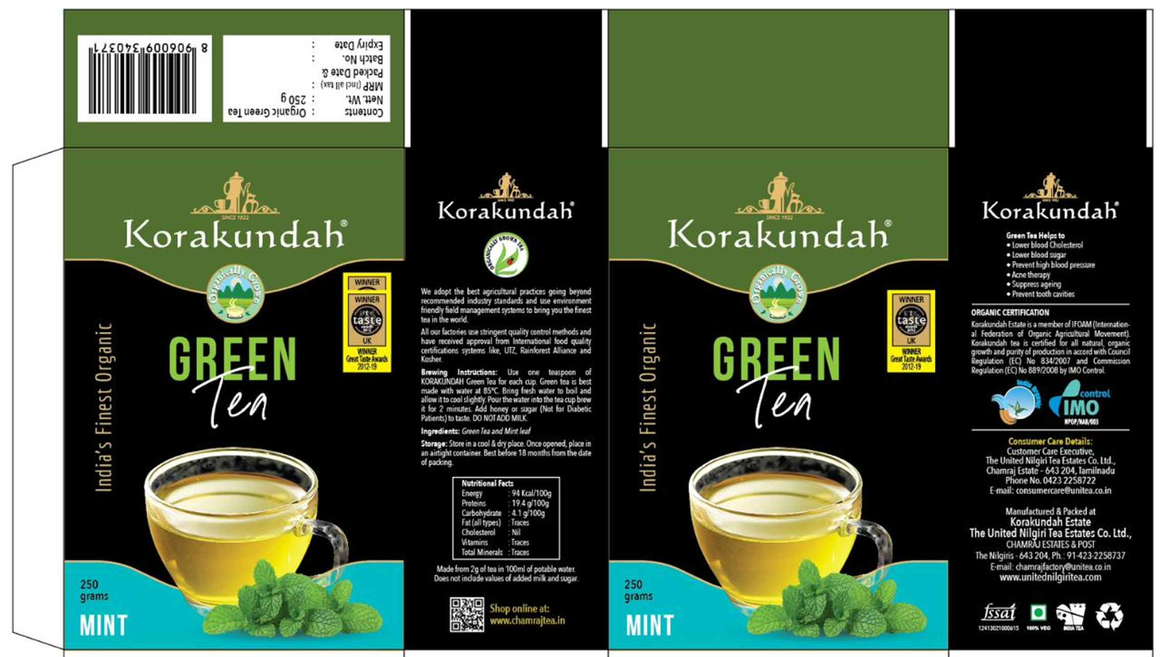 Korakundah Green Tea Mint Device mark 6433398 Trademark