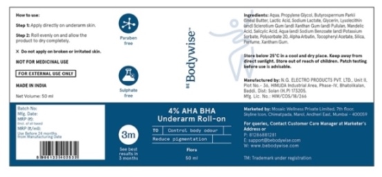 Be Bodywise Underarm Roll-on Device mark 6597149 Trademark