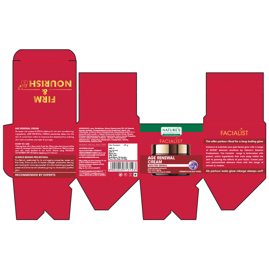 Nature Essence Professional Facialist Age Renewal Cream Device mark 6635949 Trademark