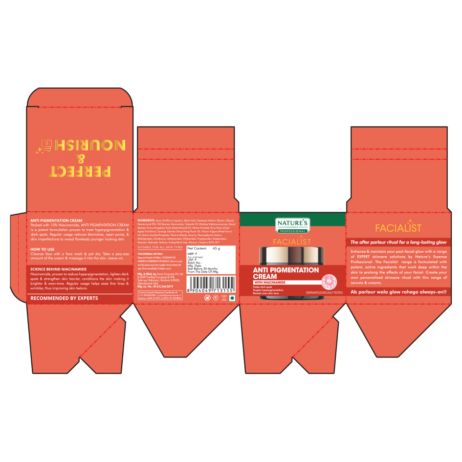 Nature Essence Professional Facialist Anti-pigmentation Cream Device mark 6635950 Trademark