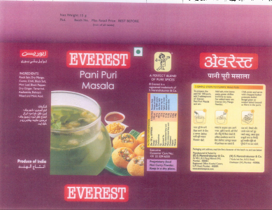 Everest Pani Puri Masala Device mark 2074893 Trademark