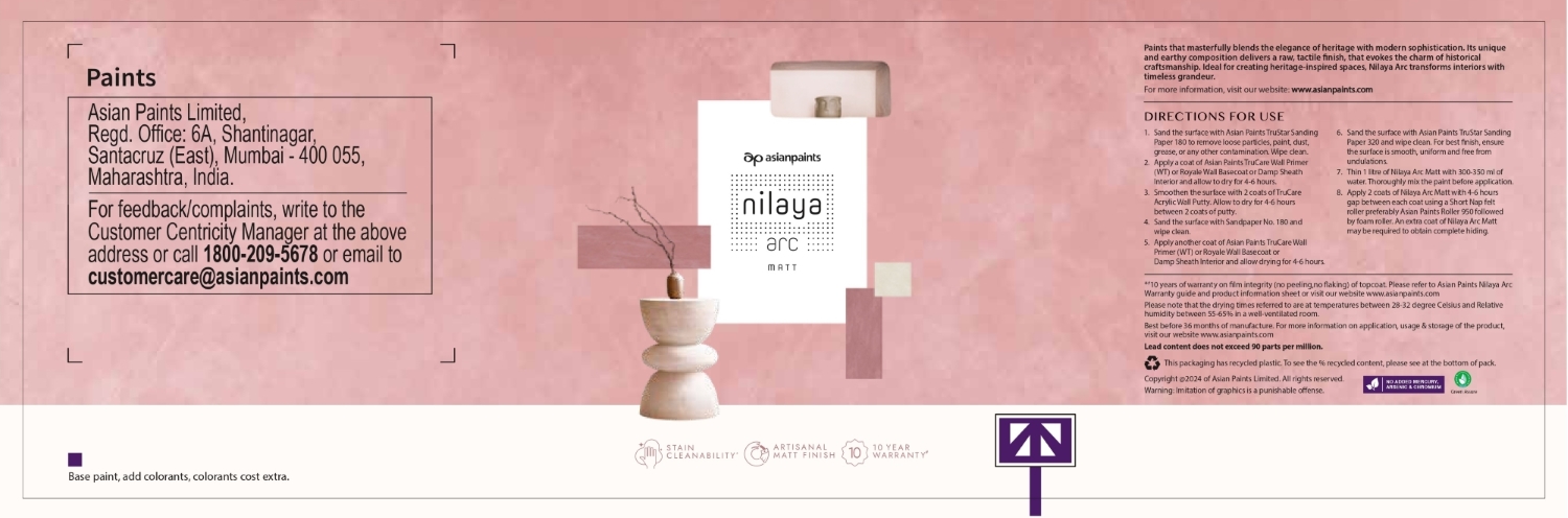 Ap Asian Paints Nilaya Arc Matt Device mark 6727208 Trademark
